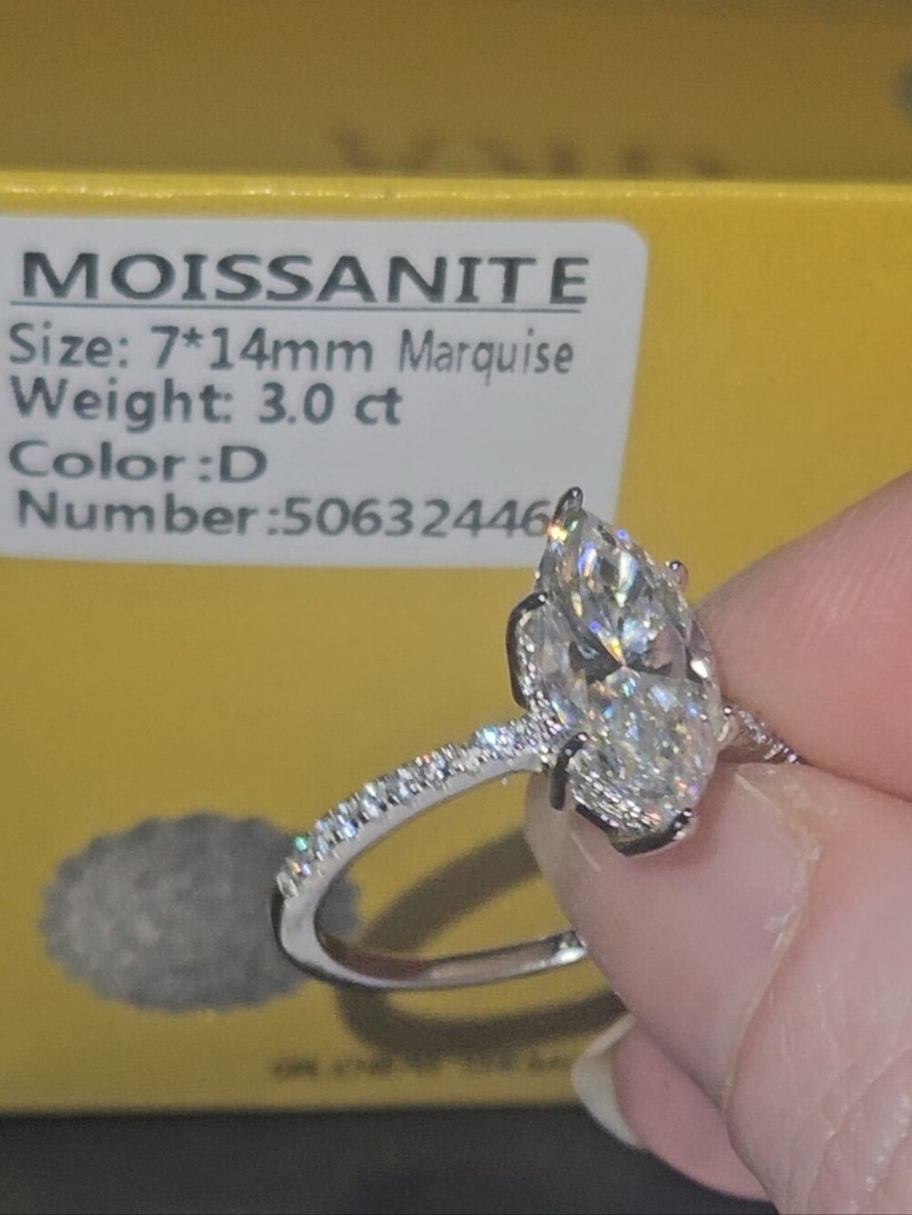 3.5 CT Marquise Cut Moissanite Ring in 925 Sterling Silver